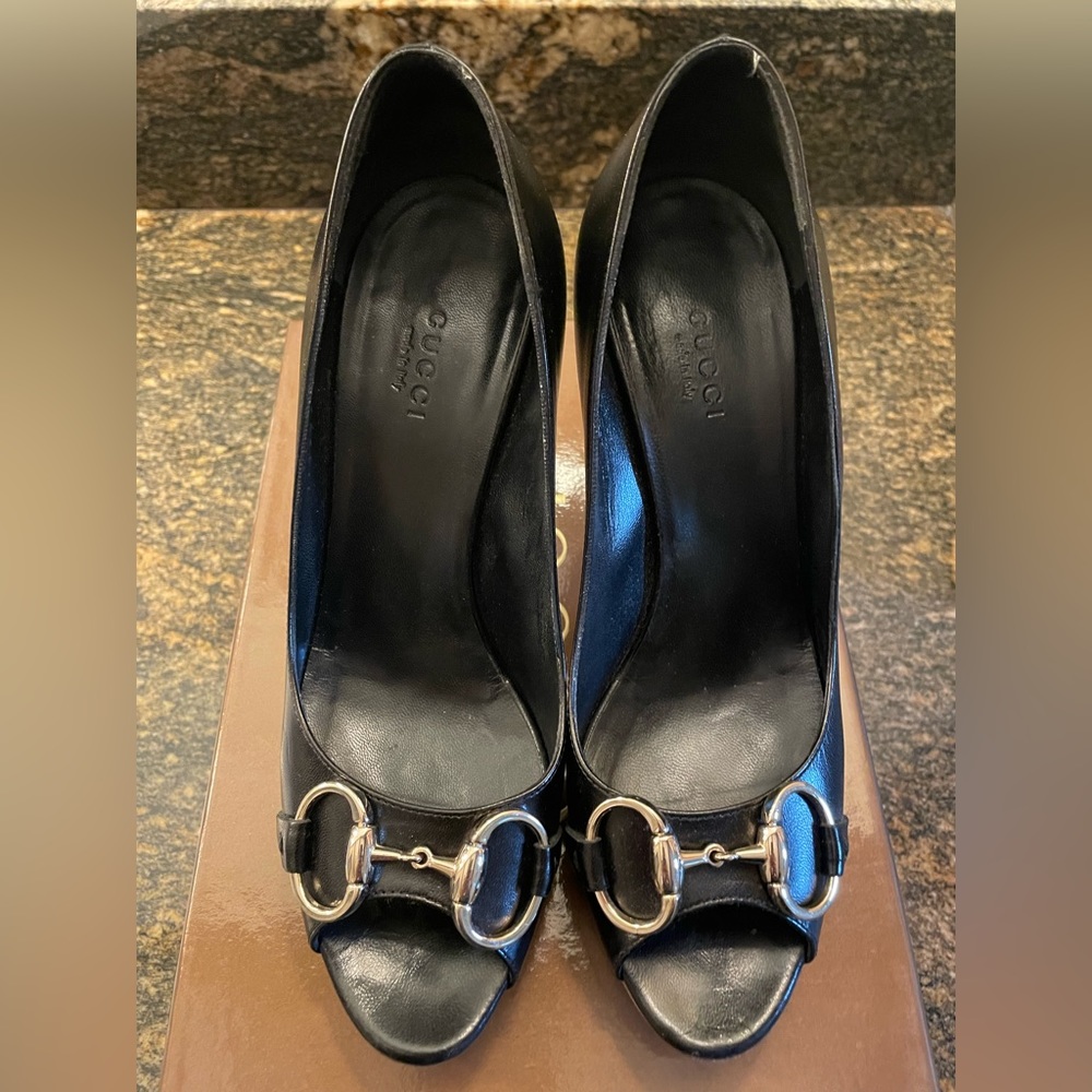 Gucci Open Toe Platform Pumps